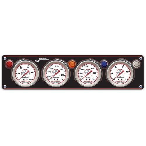 Longacre sportsman gauges black aluminum panel,oil psi &amp;temp,water temp,fuel psi