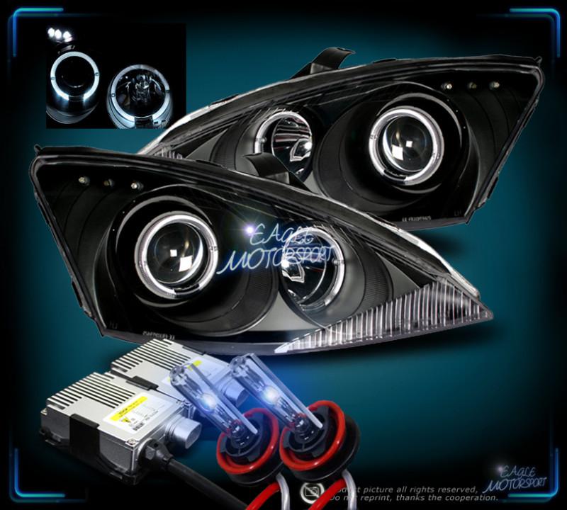 10000k hid 2000-2004 ford focus dual halo projector led black headlights