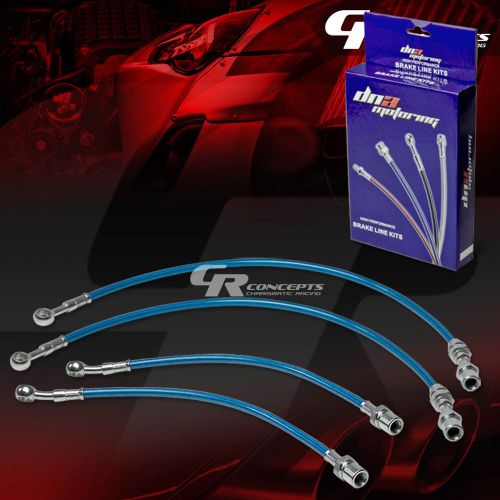 Hi performance stainless steel braid brake line 88-92 corolla e90 ae98 gts blue