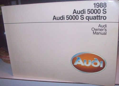 1988 audi 5000 s and quattro owners manual