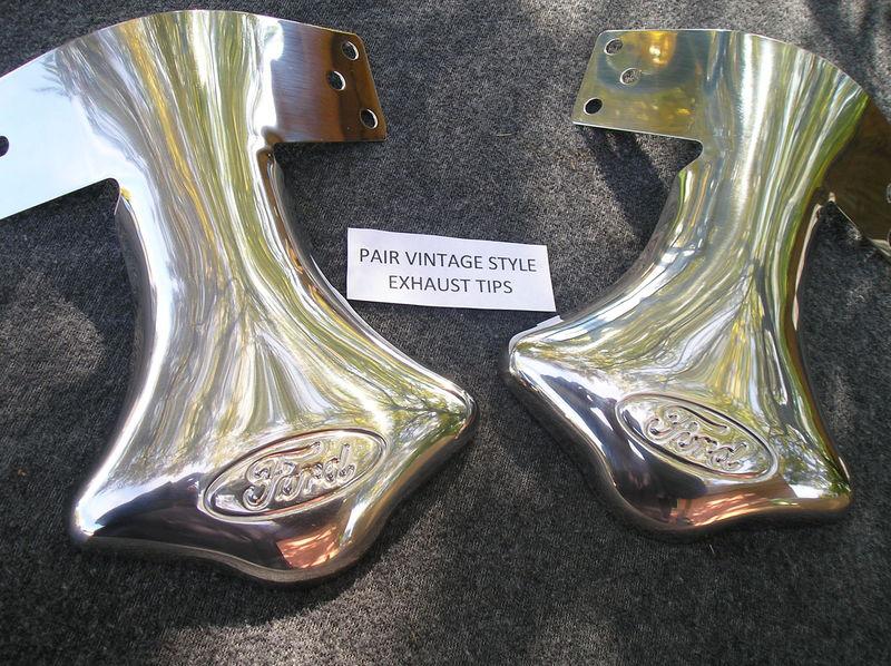 New pair stainless steel exhaust script tips for the ford cars and trucks !