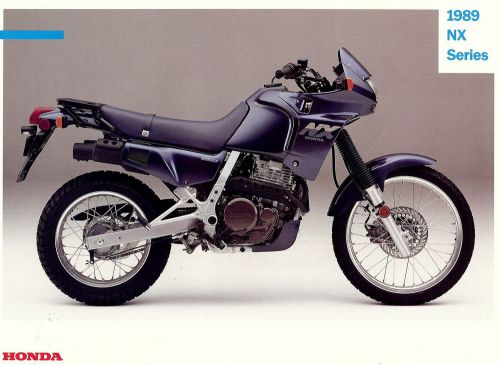 1989 honda nx650-nx250-nx125 motorcycle spec sheet brochure-nx 650-nx 250-nx 125