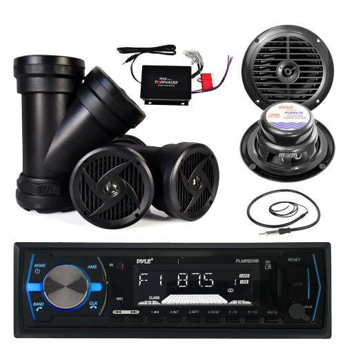 Plmrb29b usb bluetooth boat radio, 8&#034; led 260w speakers, 6.5&#034; speakers, antenna