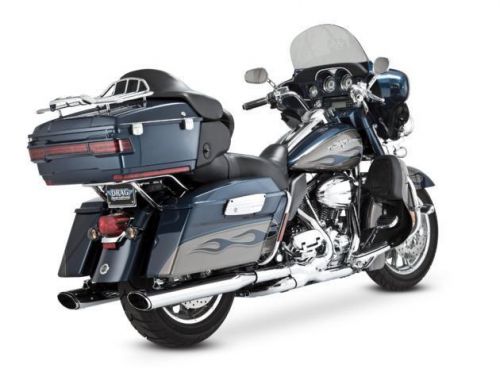 Vance &amp; hines twin slash oval slip-on mufflers chrome harley flhtcuse3 cvo 08