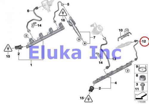 Bmw genuine high-pressure rail/injector/line high pressure pipe 5-8 e70 e70n 709