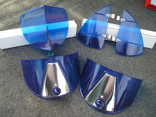 New blue vintage style hood bug / vent deflectors / head light visors !