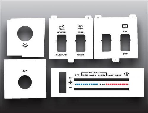 1986-1996 jeep cherokee white heater control switch overlay hvac