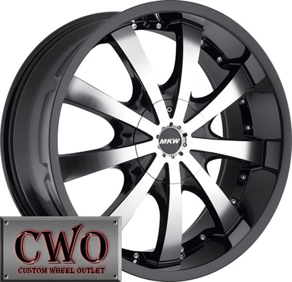 22 black mkw m102 wheels rims 6x139.7 6 lug yukon tahoe titam escalade