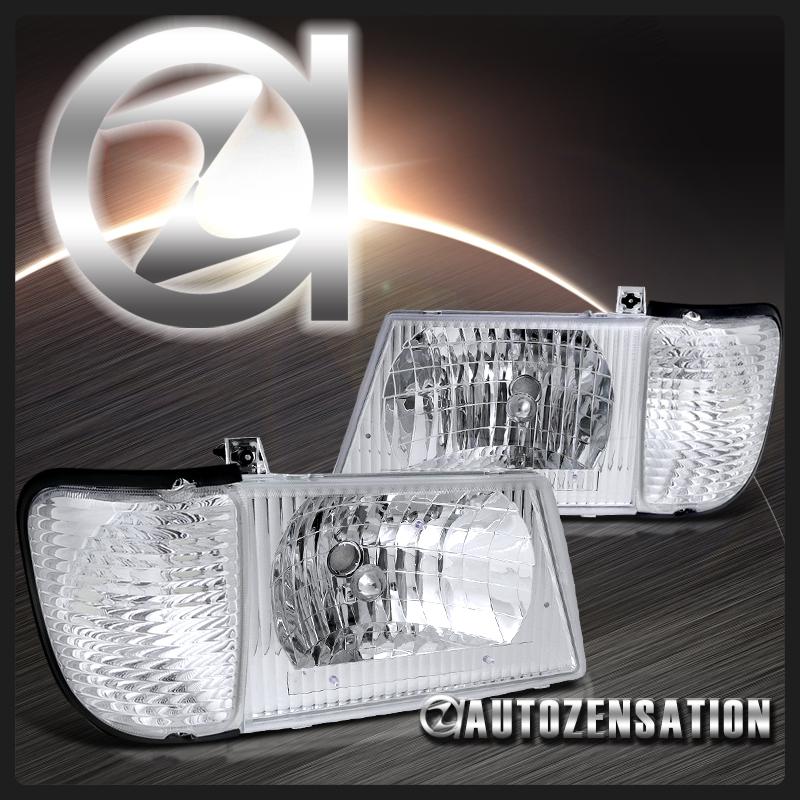 92-06 ford e150 e250 econoline van clear headlights+corner turn signal lights