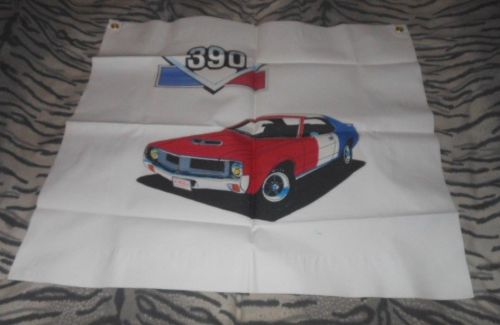 Amc transam javelin amx red white blue wall hanging banner flag 18x20 1/2&#034; 390