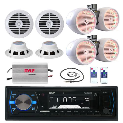 Led 6.5&#034; tower speakers, amplifier, 6.5&#034; speakers, antenna, pyle bluetooth radio