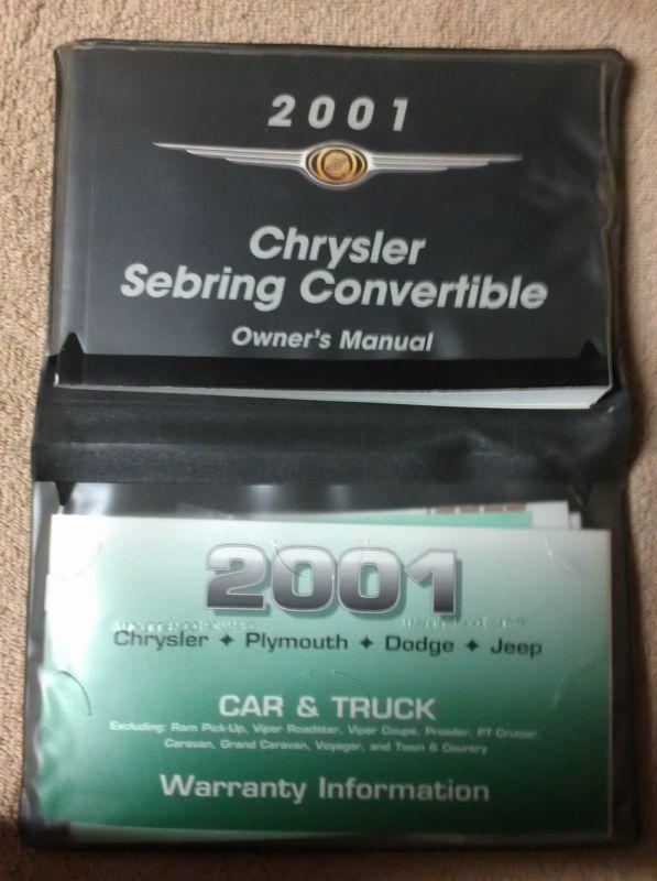 2001 chrysler sebring owner's manual user guide warranty guide w/cover