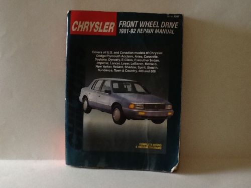 Chilton part no. 8267 - chrysler front wheel drive 1981-92 repair manual