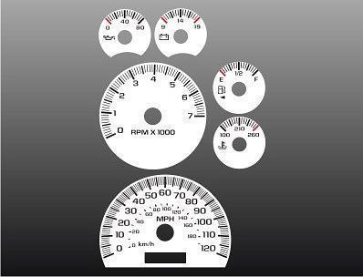 2002-2005 chevrolet trailblazer instrument cluster white face gauges 02-05