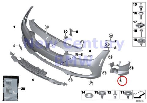 Bmw genuine trim cover front fog lamp right support f30n f31n