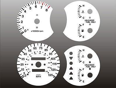 1998-1999 kia sephia instrument cluster white face gauges 98-99