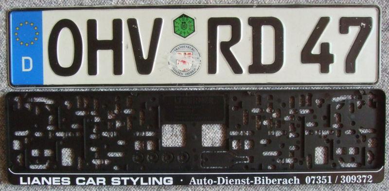 Genuine german license plate from germany with new frame mercedes