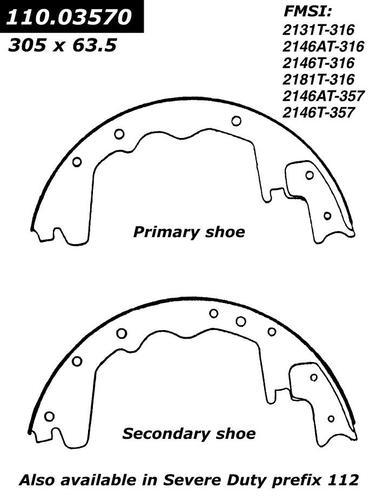 Centric 112.03570 brake pad or shoe, rear-severe duty brake shoes