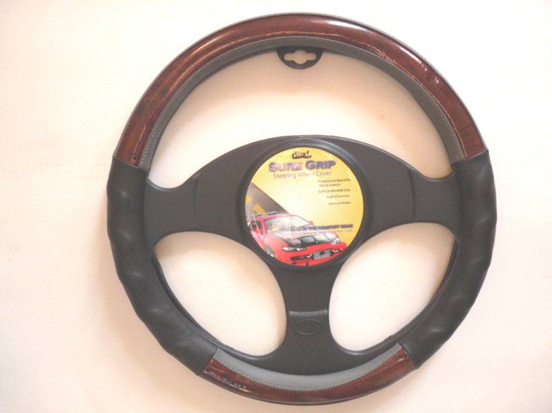 Wood gray black  steering wheel cover new