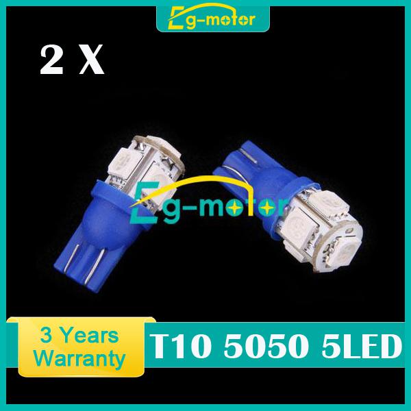 Pair blue t10 194 168 w5w wedge 5050 5 smd led bulbs car tail light dc 12v