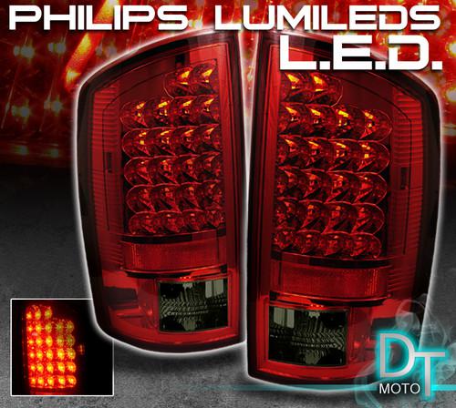 07-08 dodge ram pickup philips-led perform red smoked tail lights left+right