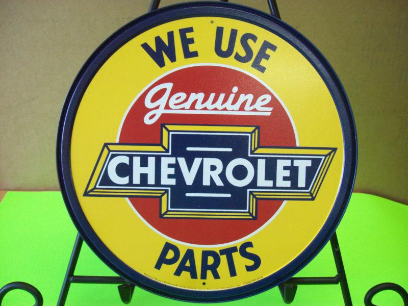 Tin sign chevy chevrolet genuine parts dealer emblem logo advertising 1072