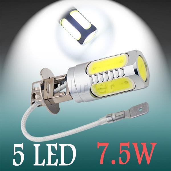 H3 high power 7.5w 5 led pure white fog head tail driving car light bulb lamp