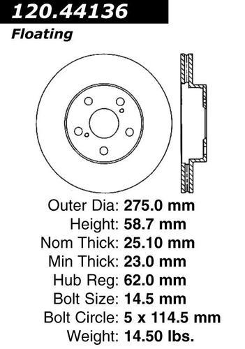 Centric 120.44136 front brake rotor/disc-premium rotor-preferred