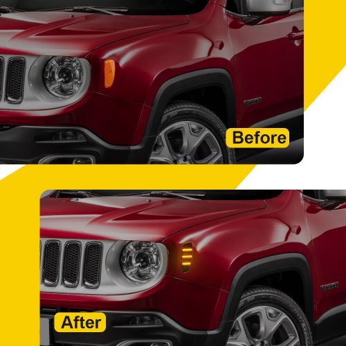 Smoked lens amber front bumper side marker light fit for 2015-2023 jeep renegade