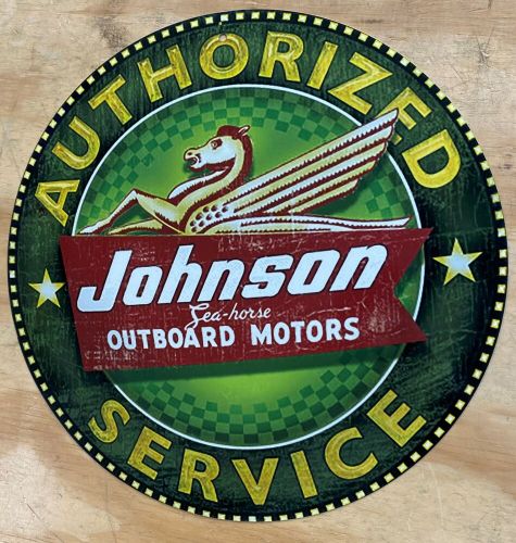 Johnson outboard motors authorized service logo 12&#034; metal tin aluminum sign