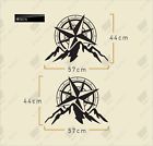 2x large compass mountain sticker decals - caravan campervan motorhome van vinyl