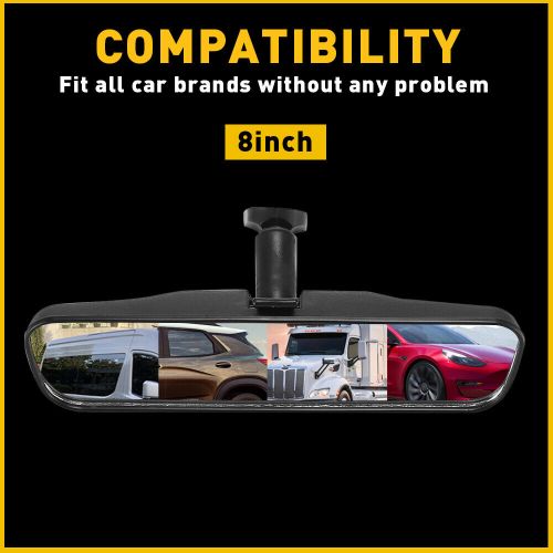 Hd rear view mirror interior 8inch replacement night day black fit fr universal
