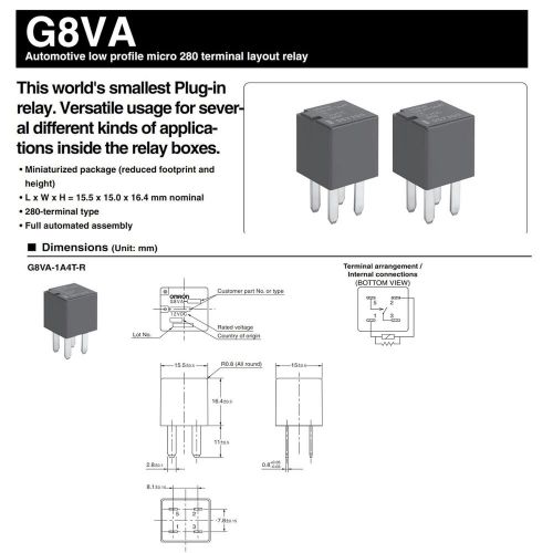 2 pcs g8va-1a4t-r01 20a 12vdc 4pins automotive relay （spst）