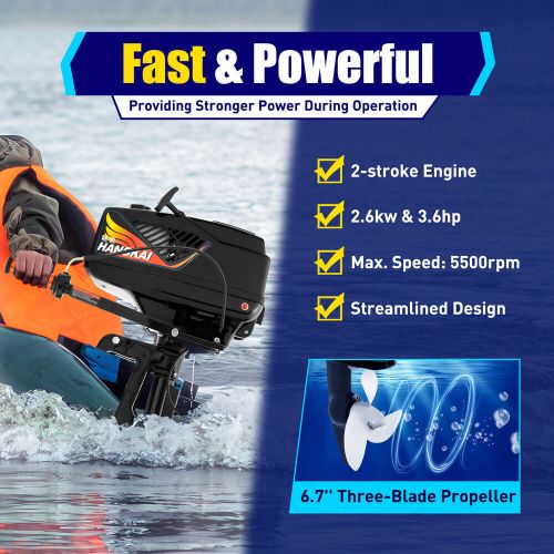 3.6hp heavy duty outboard motor 2stroke fishing boat engine water-cooled