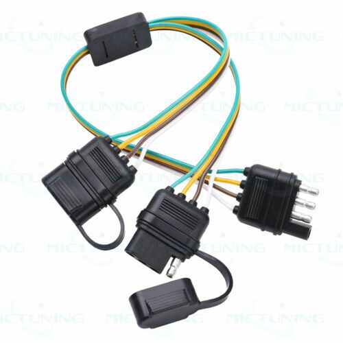 4 pin y-splitter flat adapter tow trailer harness for led tailgate light bar usa