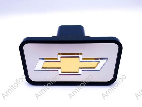 Abs mirrored tow hitch cover w/ gold chevy bowtie emblem - fits 2&#034; receivers