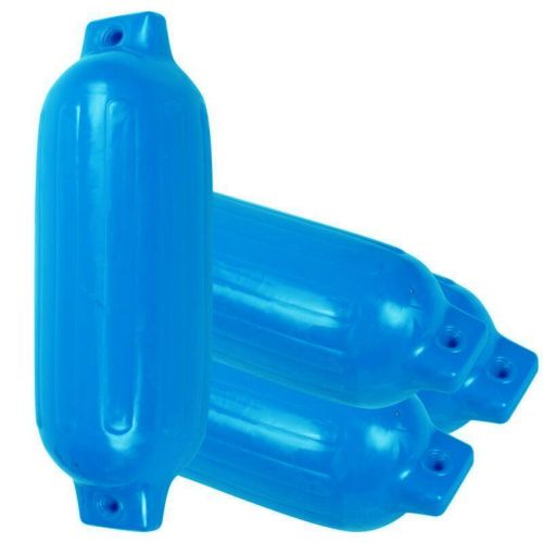 4pcs 6.5&#034; x 23&#034; boat fender vinyl marine ribbed inflatable dock bumper blue