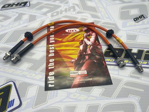 Hel stainless braided front brake lines for ford focus st mk2 2005-2010 orange