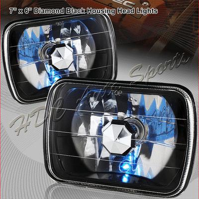 7"x6" h6054 sealed beam black housing chrome reflector clear lens head lamps+h4