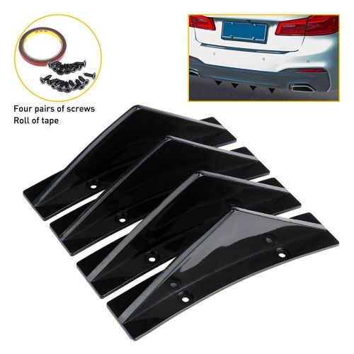 4pcs rear bumper lower wing bumper lip diffuser shark fin curved black universal