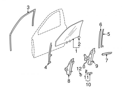 Genuine honda sash channel 72270-s84-a01