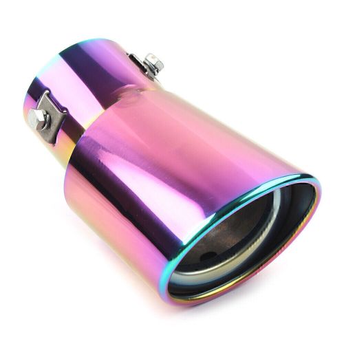 1x car stainless steel rear exhaust bent pipe tail muffler tip round accessories