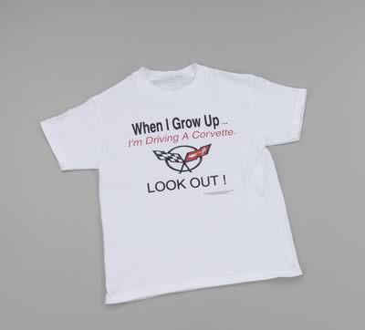 Rwm t-shirt cotton "when i grow up i'm driving a corvette" white youth small