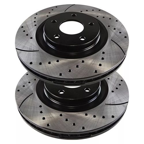 Front drilled brake rotors black pair 2 for ford edge lincoln mkx mkz nautilus