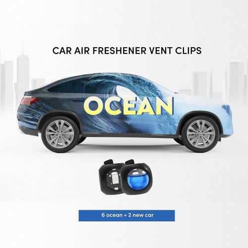 Car air freshener vent clips, 8 pk, 6 ocean, 2 new scent, ocean