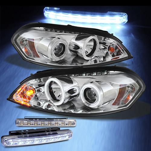 Led bumper fog+06-13 impala twin ccfl twin halo led projector headlights lights