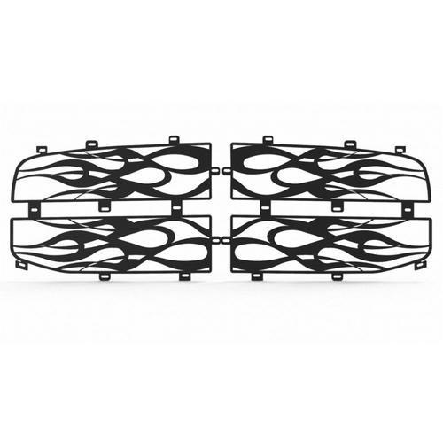 Dodge ram 06-08 black horizontal flame front metal grille trim cover insert