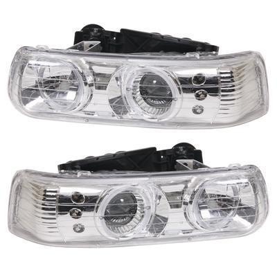 Anzo headlights projector with halo chrome housing 1999-2005 chevrolet tahoe