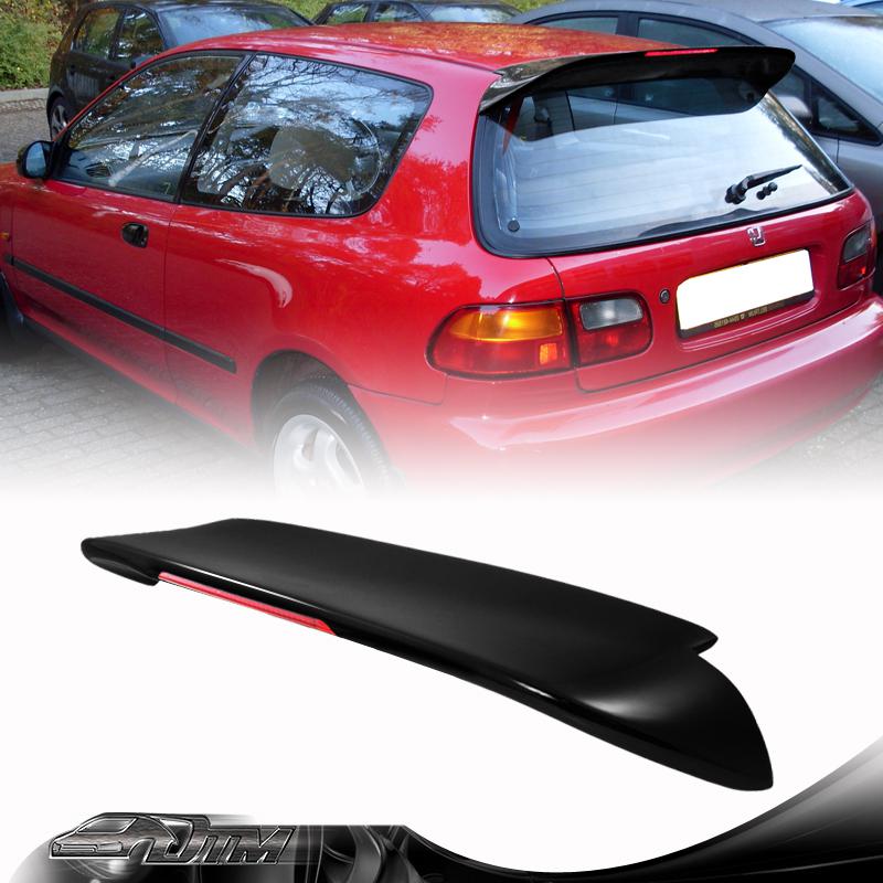 1992-1995 honda civic hatchback 3 door rear roof spoiler wing w/ led brake light