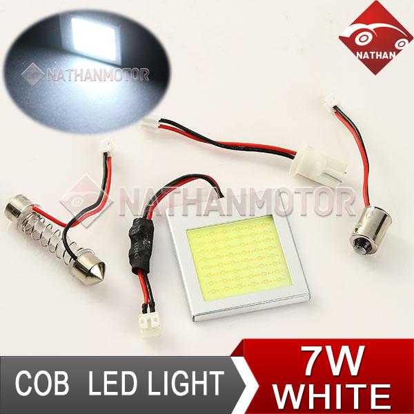 New 7w t10 cob led car interior dome festoon lamp bulb light panel adapter white